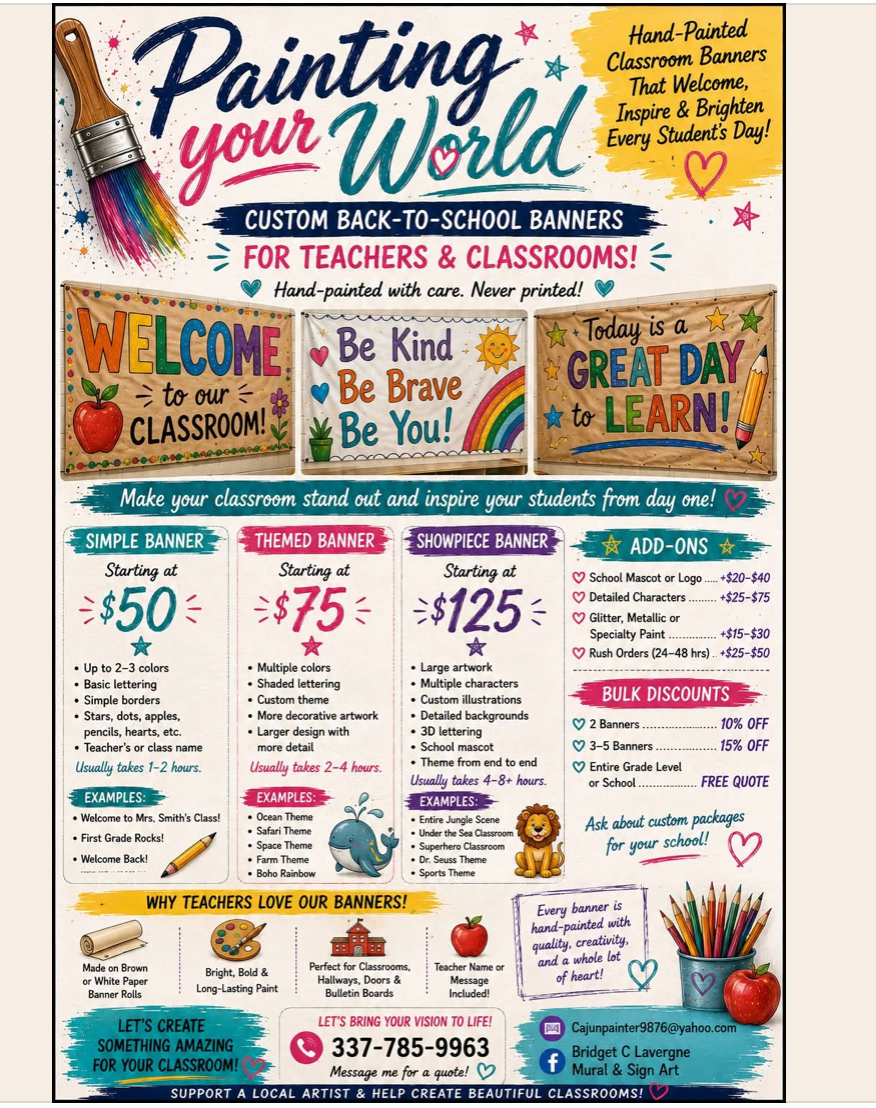 Painting Your World custom classroom banner examples