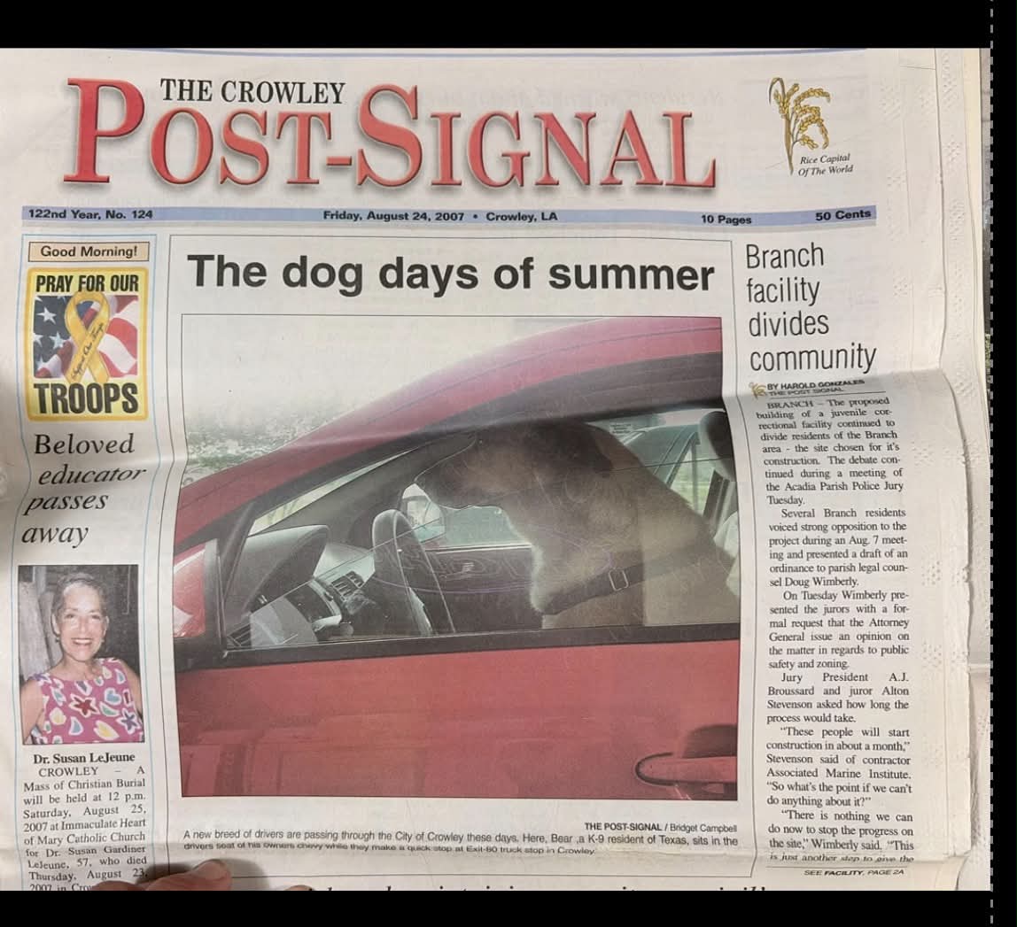 Crowley Post-Signal newspaper page featuring Bridget Campbell's photography